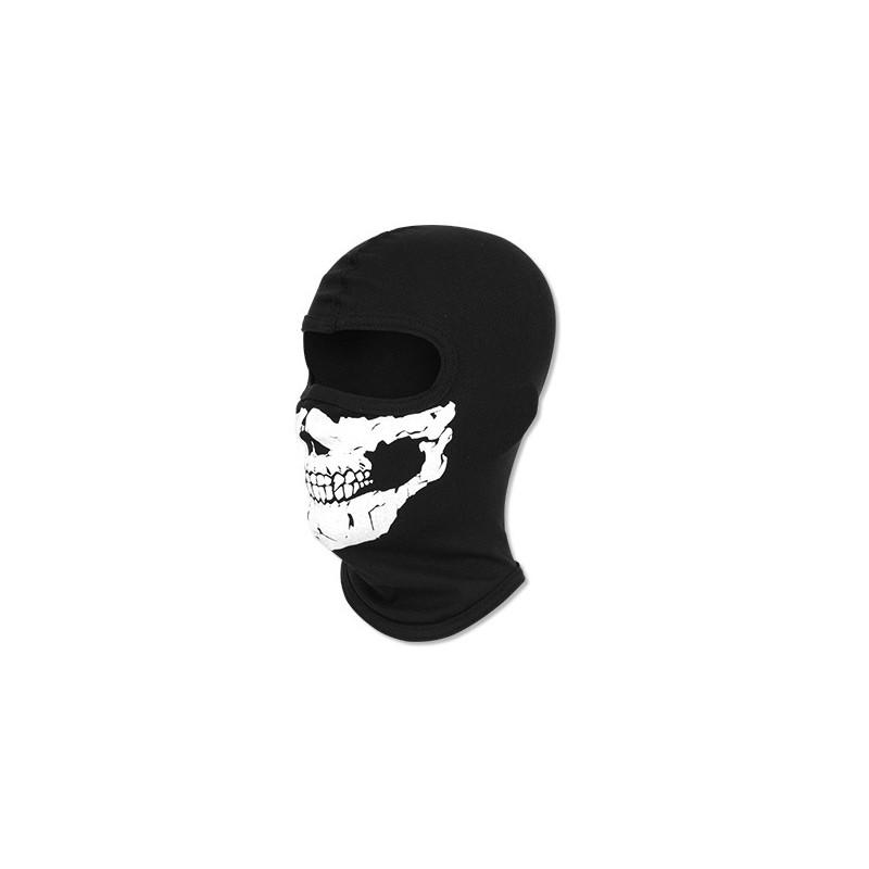 Cotton Balaclava - 1 Hole - Black - Skull