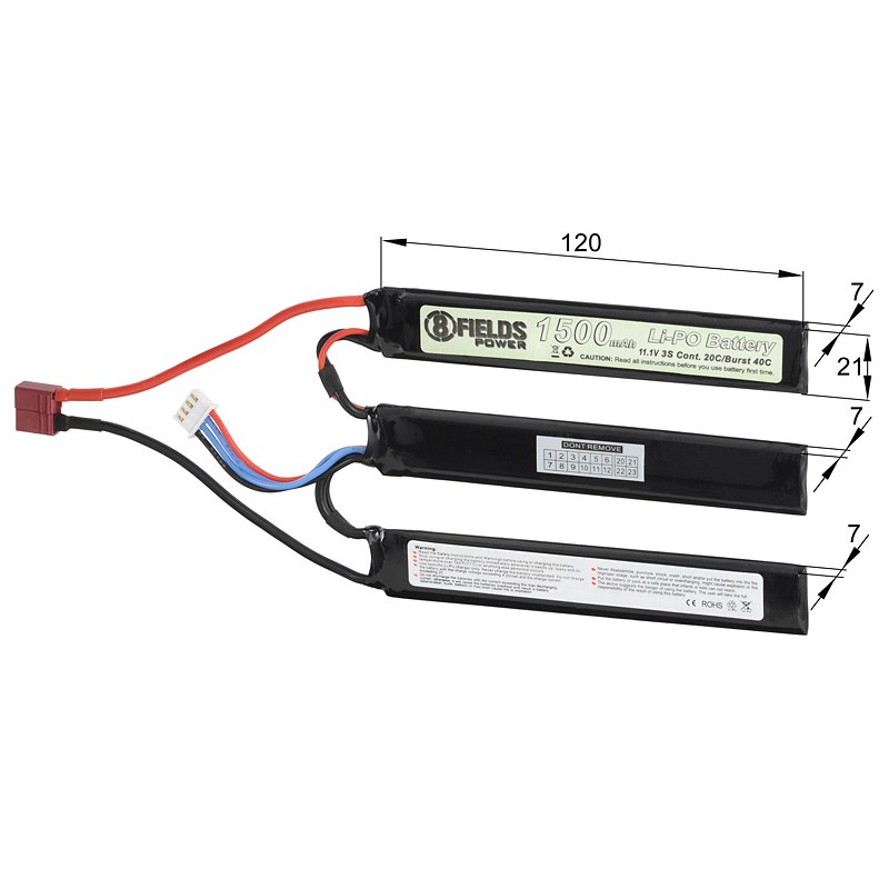 BATTERY LI-PO 1500MAH 11,1V 20/40C - T-CONNECTOR