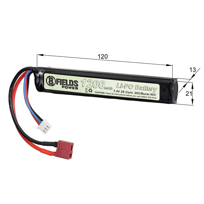 Battery Li-Po 1200mAh 7,4V 20/40C airsoft