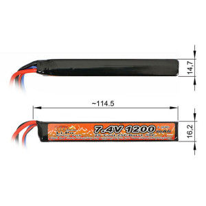 Battery Li-Po 1200mAh 7,4V 25/40C - T-connector [VB]